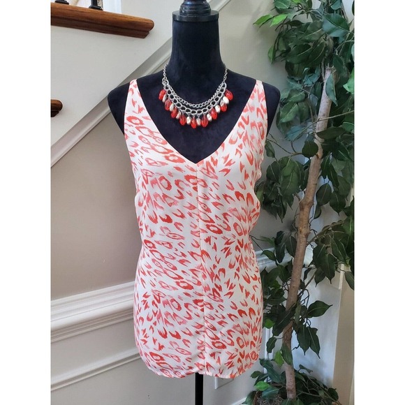 Cabi Women's White & Red 100% Polyester V-Neck Sleeveless Top Blouse Size Small - Picture 1 of 10